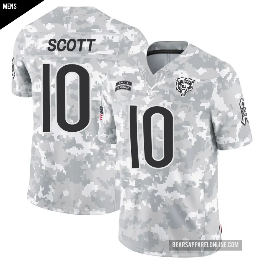 Men's Chicago Bears ＃10 Tyler Scott Arctic Camo Limited 2024 Salute to Service Jersey