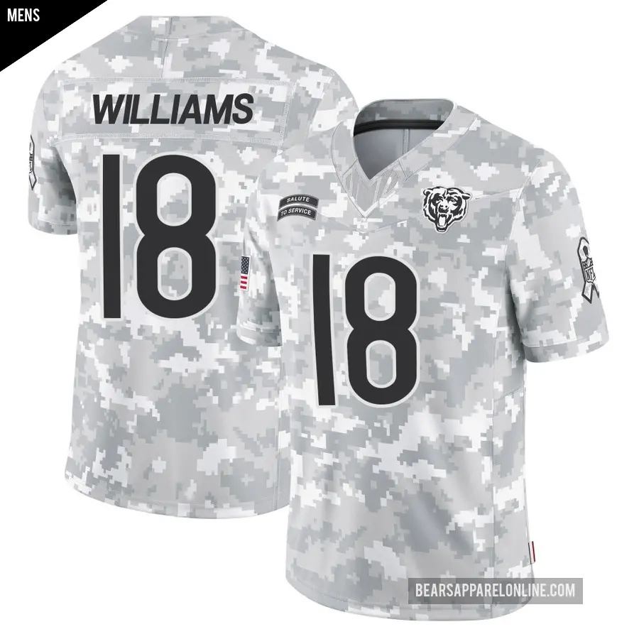 Men's Chicago Bears ＃18 Caleb Williams Arctic Camo Limited 2024 Salute to Service Jersey