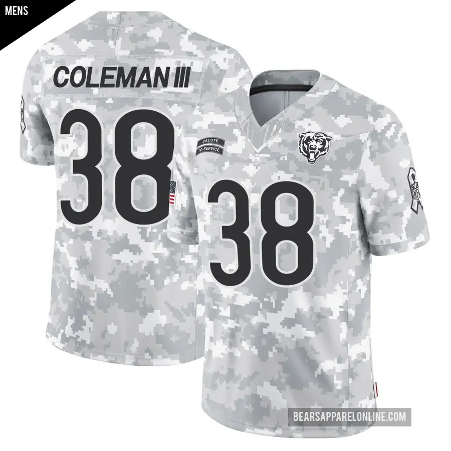 Men's Chicago Bears ＃38 Douglas Coleman III Arctic Camo Limited 2024 Salute to Service Jersey