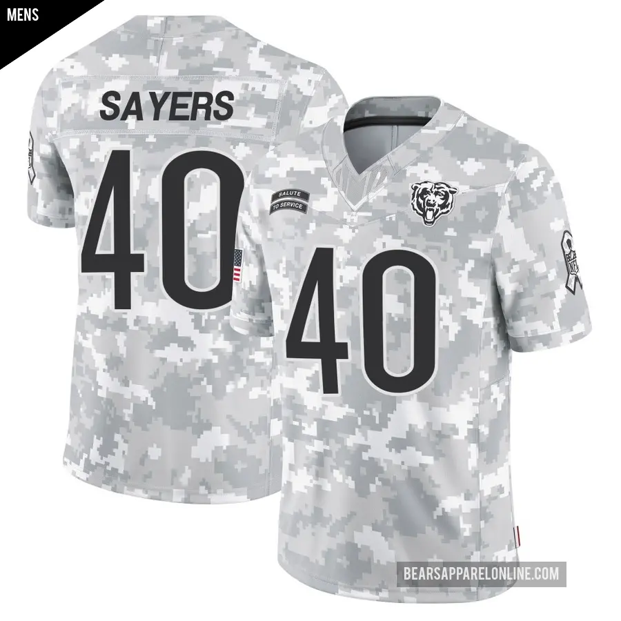 Men's Chicago Bears ＃40 Gale Sayers Arctic Camo Limited 2024 Salute to Service Jersey
