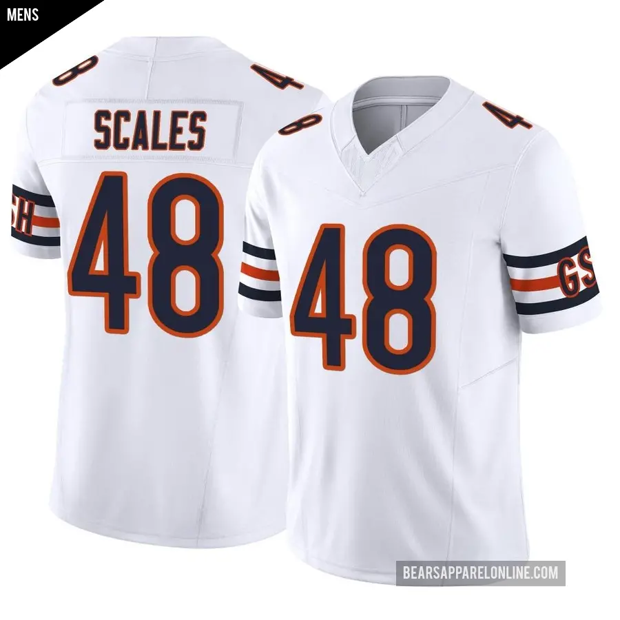 Men's Chicago Bears ＃48 Patrick Scales White Limited Vapor F.U.S.E. Jersey