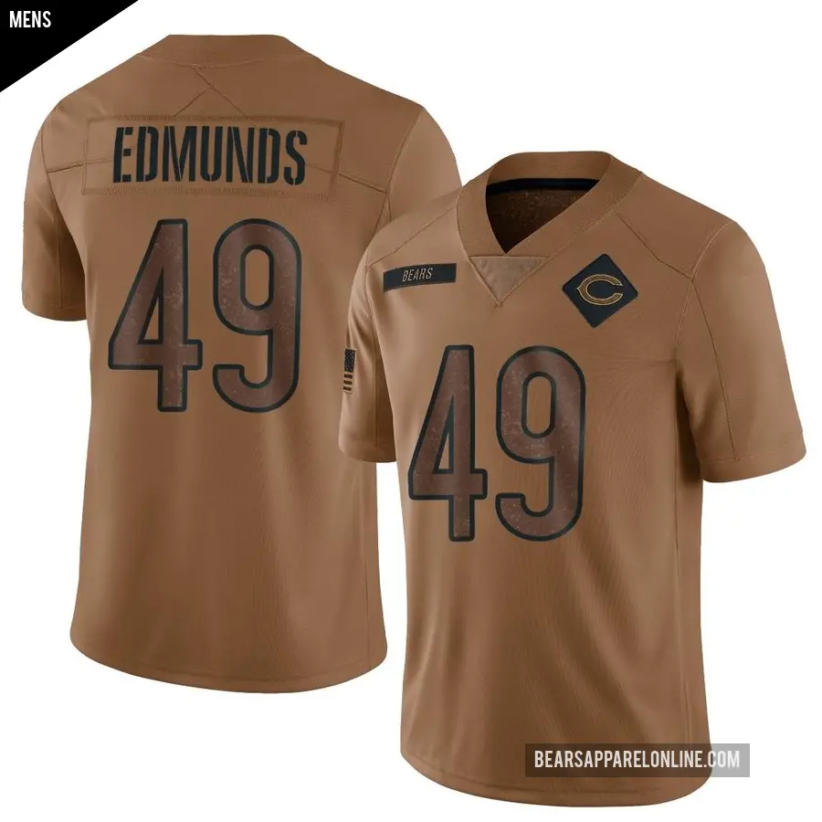 Men's Chicago Bears ＃49 Tremaine Edmunds Brown Limited 2023 Salute To Service Jersey