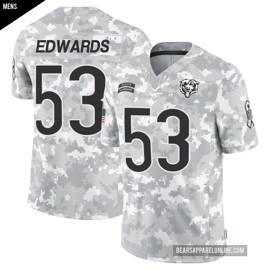 Men's Chicago Bears ＃53 T.J. Edwards Arctic Camo Limited 2024 Salute to Service Jersey