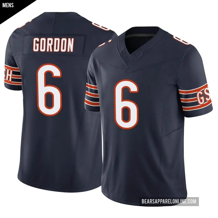 Men's Chicago Bears ＃6 Kyler Gordon Navy Limited Vapor F.U.S.E. Jersey