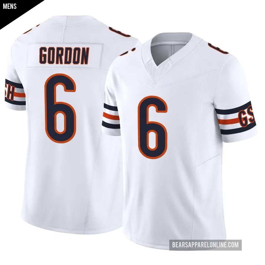 Men's Chicago Bears ＃6 Kyler Gordon White Limited Vapor F.U.S.E. Jersey