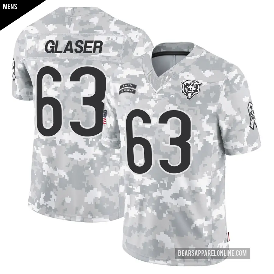 Men's Chicago Bears ＃63 Chris Glaser Arctic Camo Limited 2024 Salute to Service Jersey