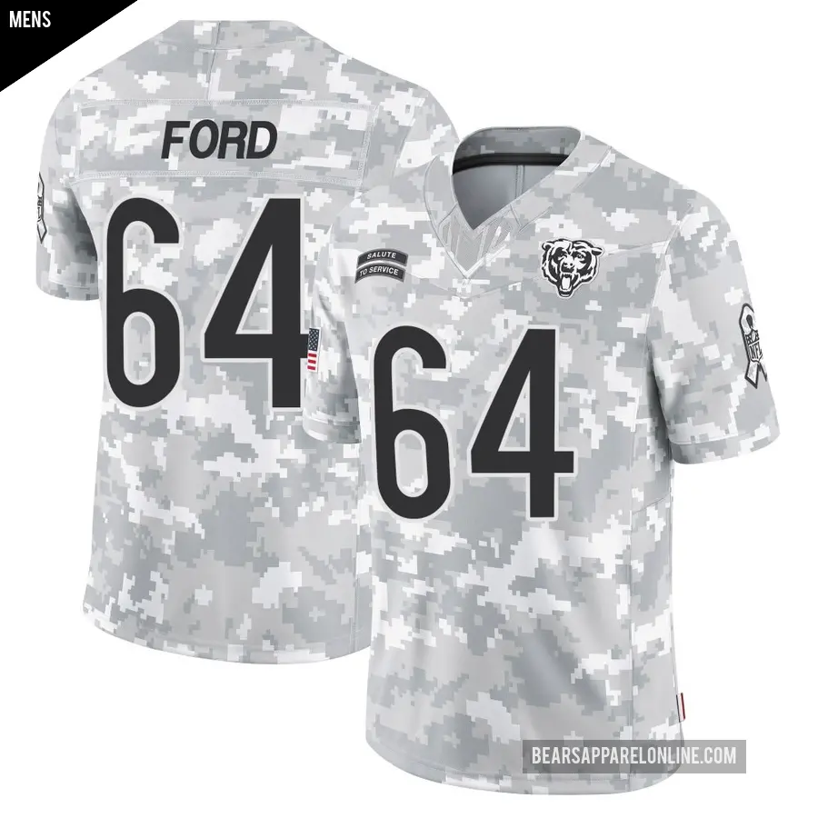 Men's Chicago Bears ＃64 Jonathan Ford Arctic Camo Limited 2024 Salute to Service Jersey