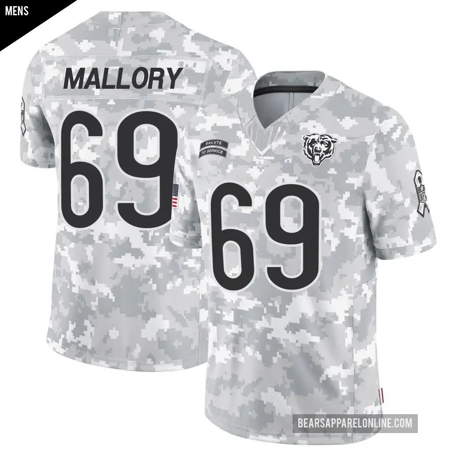 Men's Chicago Bears ＃69 Dashaun Mallory Arctic Camo Limited 2024 Salute to Service Jersey