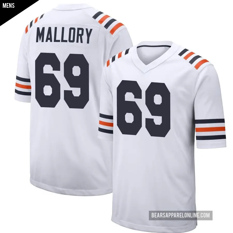 Men's Chicago Bears ＃69 Dashaun Mallory White Game Alternate Classic Jersey