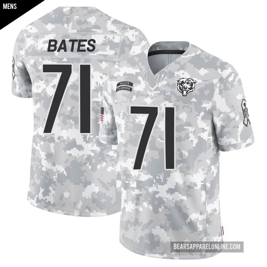Men's Chicago Bears ＃71 Ryan Bates Arctic Camo Limited 2024 Salute to Service Jersey