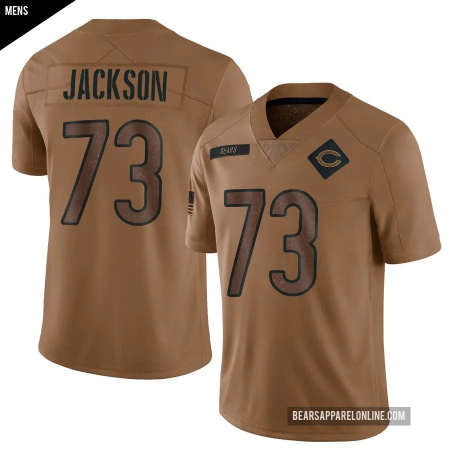 Men's Chicago Bears ＃73 Jonah Jackson Brown Limited 2023 Salute To Service Jersey