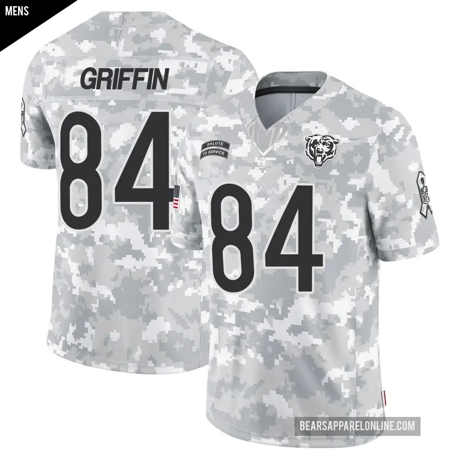 Men's Chicago Bears ＃84 Ryan Griffin Arctic Camo Limited 2024 Salute to Service Jersey