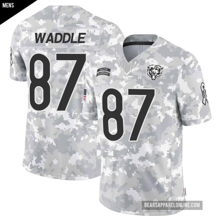 Men's Chicago Bears ＃87 Tom Waddle Arctic Camo Limited 2024 Salute to Service Jersey
