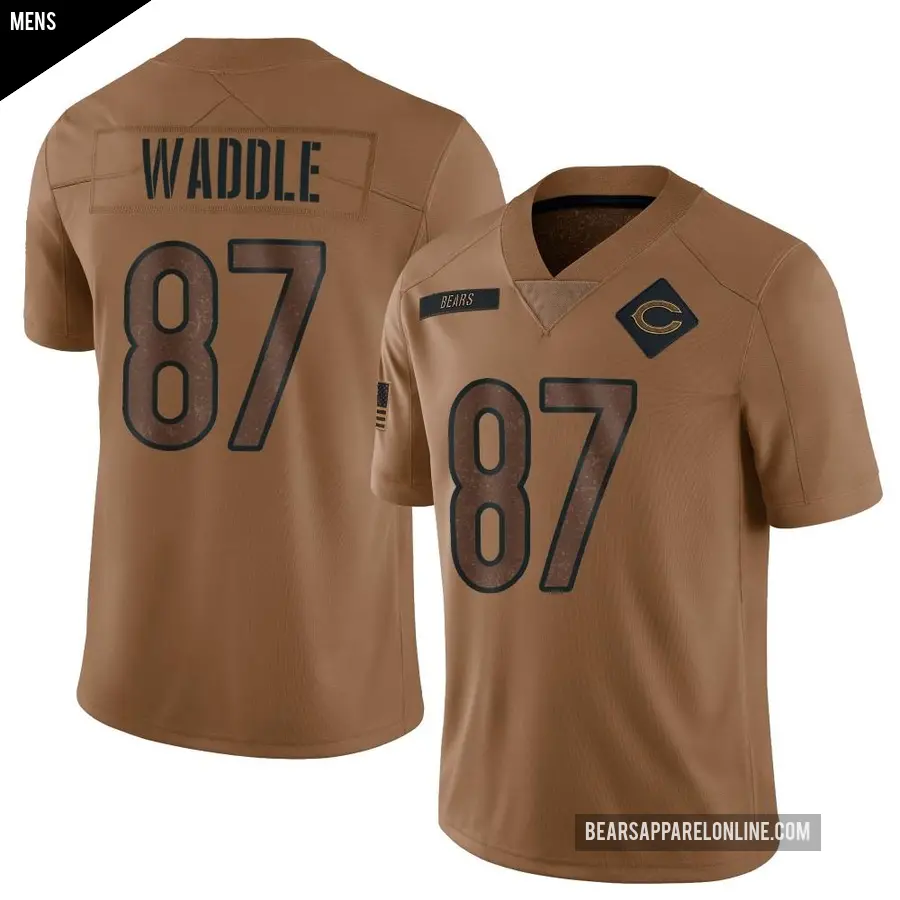 Men's Chicago Bears ＃87 Tom Waddle Brown Limited 2023 Salute To Service Jersey