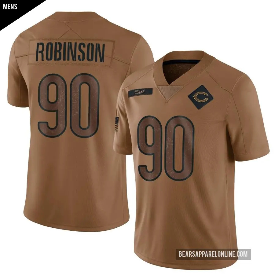 Men's Chicago Bears ＃90 Dominique Robinson Brown Limited 2023 Salute To Service Jersey