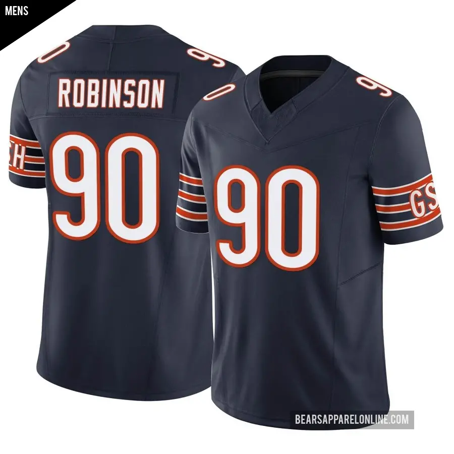 Men's Chicago Bears ＃90 Dominique Robinson Navy Limited Vapor F.U.S.E. Jersey