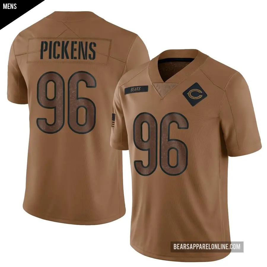 Men's Chicago Bears ＃96 Zacch Pickens Brown Limited 2023 Salute To Service Jersey