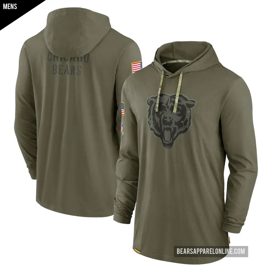 Men's Chicago Bears Olive 2022 Salute to Service Tonal Pullover Hoodie