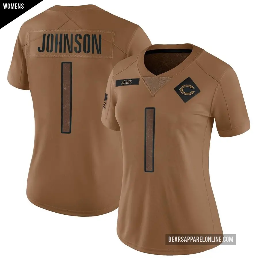 Women's Chicago Bears ＃1 Jaylon Johnson Brown Limited 2023 Salute To Service Jersey