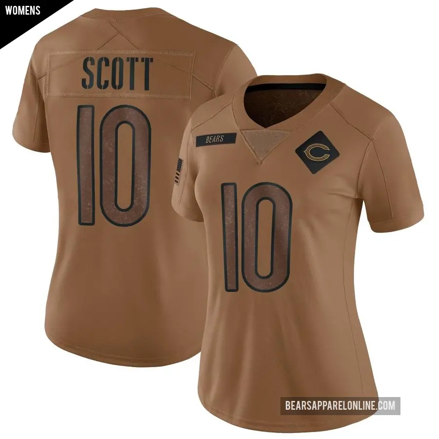 Women's Chicago Bears ＃10 Tyler Scott Brown Limited 2023 Salute To Service Jersey