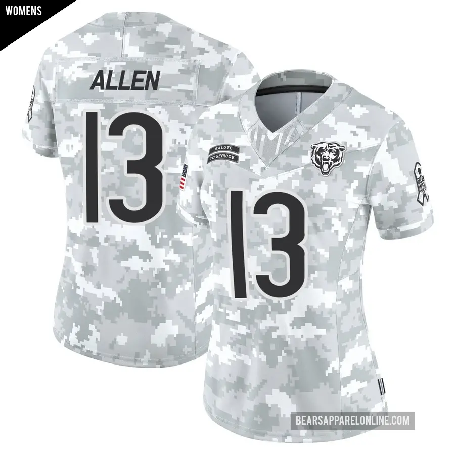 Women's Chicago Bears ＃13 Keenan Allen Arctic Camo Limited 2024 Salute to Service Jersey