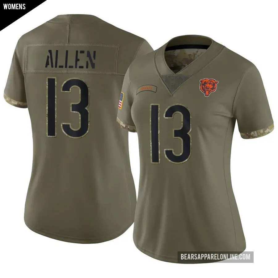 Women's Chicago Bears ＃13 Keenan Allen Olive Limited 2022 Salute To Service Jersey