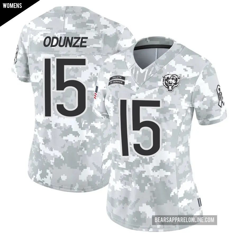 Women's Chicago Bears ＃15 Rome Odunze Arctic Camo Limited 2024 Salute to Service Jersey