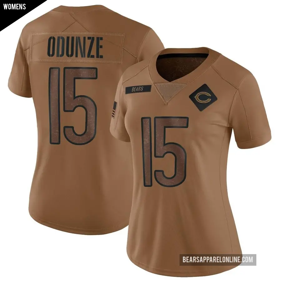 Women's Chicago Bears ＃15 Rome Odunze Brown Limited 2023 Salute To Service Jersey