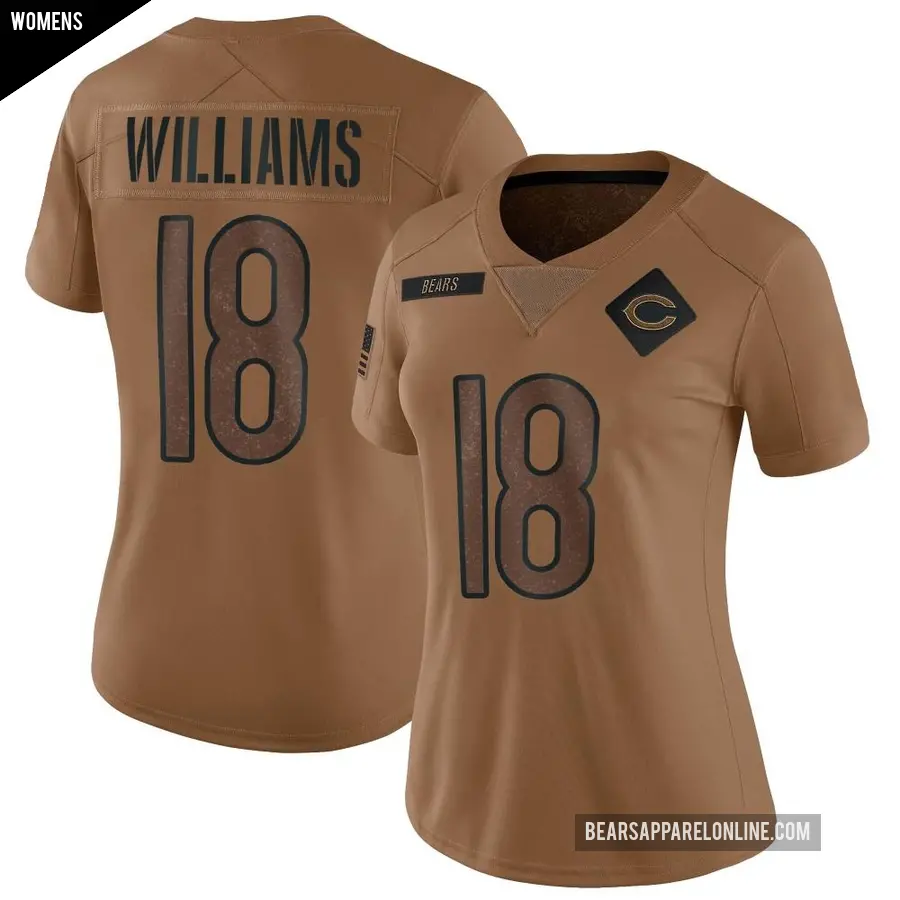 Women's Chicago Bears ＃18 Caleb Williams Brown Limited 2023 Salute To Service Jersey