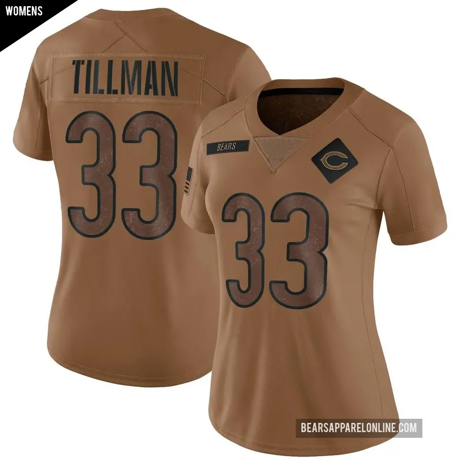 Women's Chicago Bears ＃33 Charles Tillman Brown Limited 2023 Salute To Service Jersey