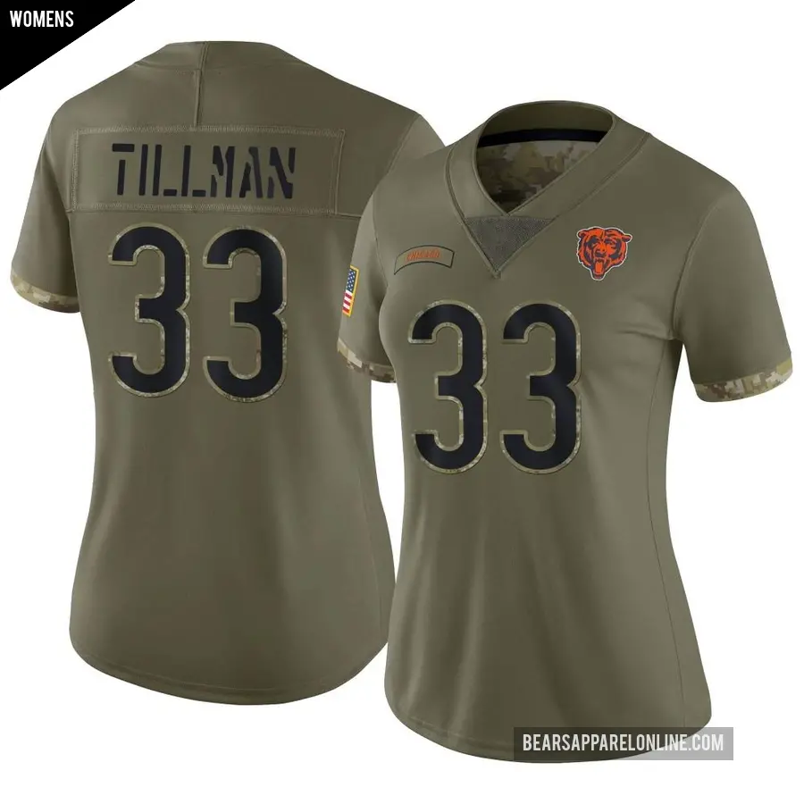 Women's Chicago Bears ＃33 Charles Tillman Olive Limited 2022 Salute To Service Jersey