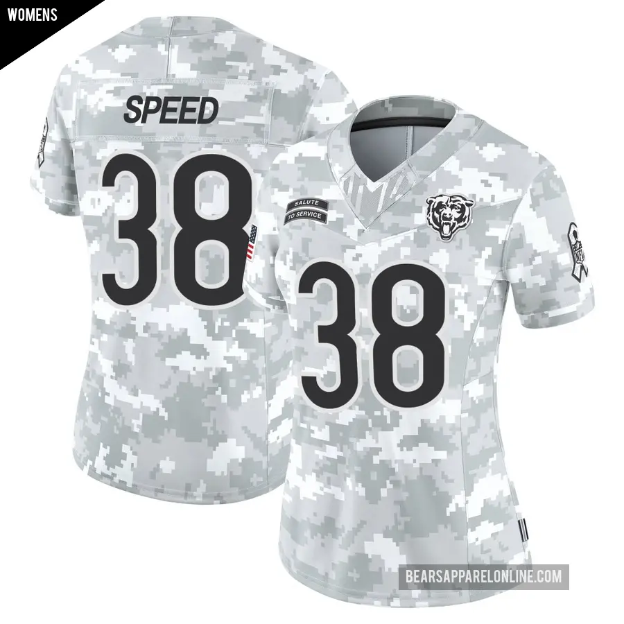 Women's Chicago Bears ＃38 Ameer Speed Arctic Camo Limited 2024 Salute to Service Jersey