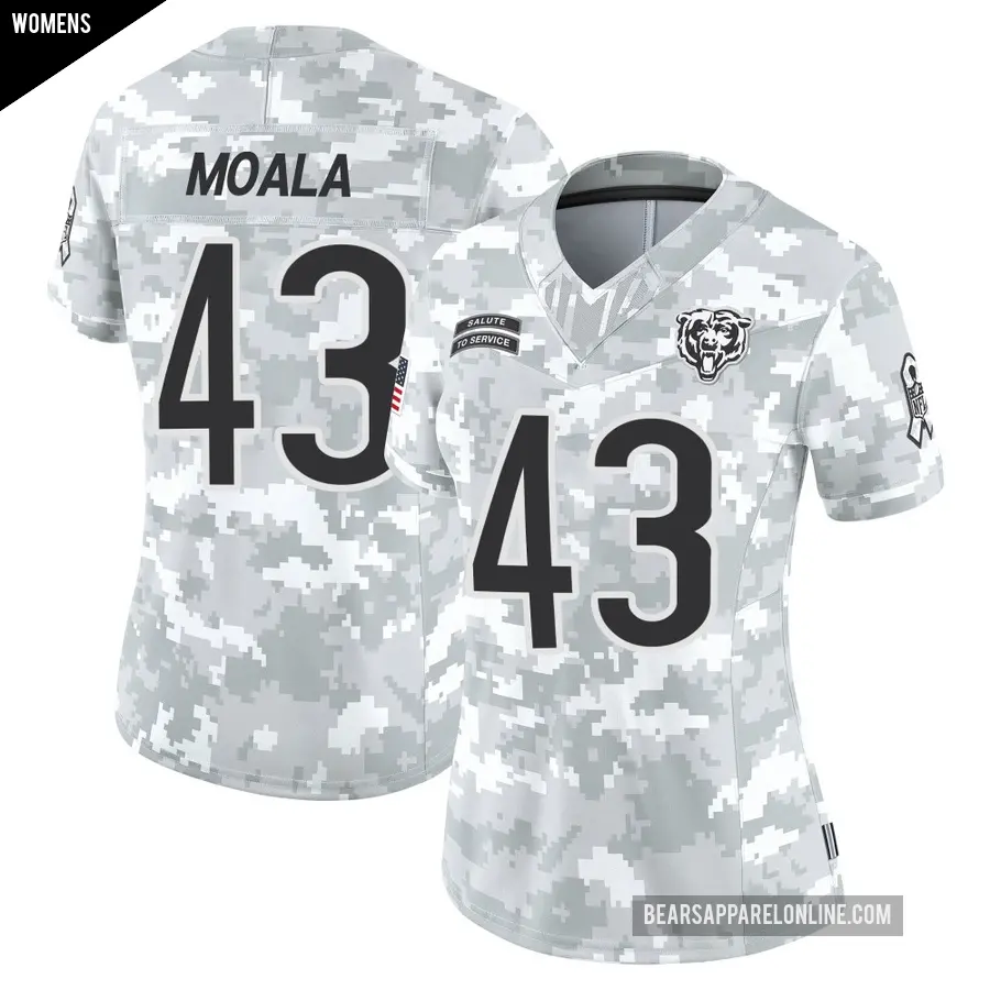 Women's Chicago Bears ＃43 Paul Moala Arctic Camo Limited 2024 Salute to Service Jersey