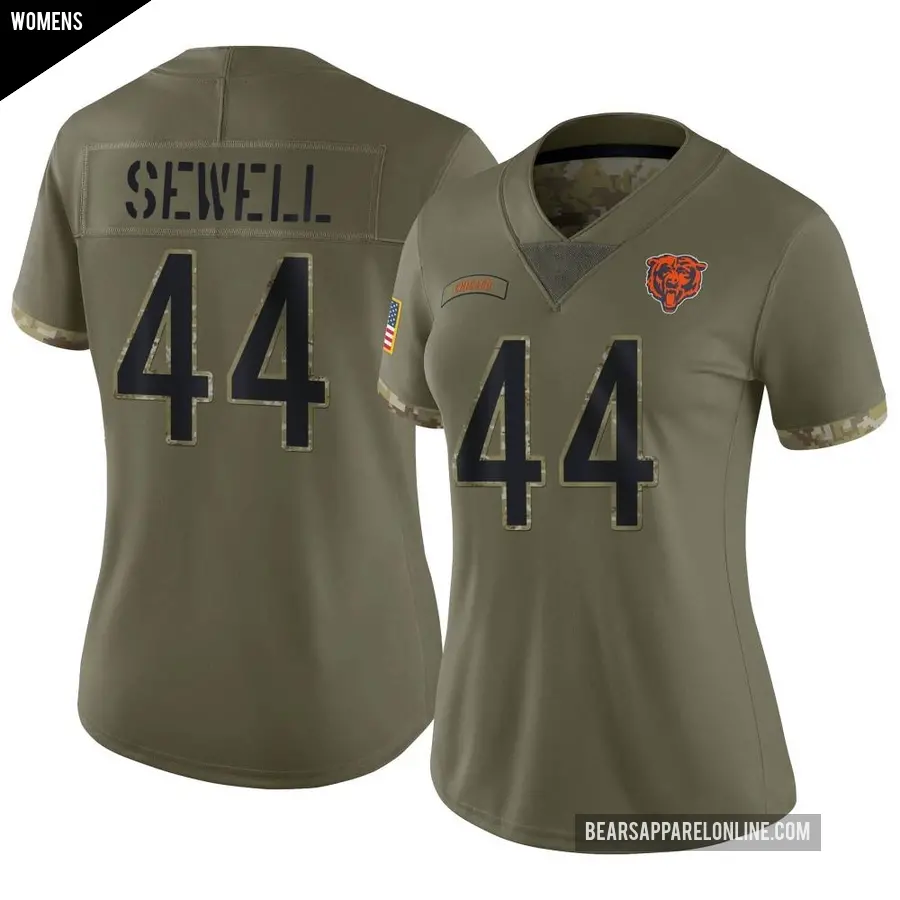 Women's Chicago Bears ＃44 Noah Sewell Olive Limited 2022 Salute To Service Jersey