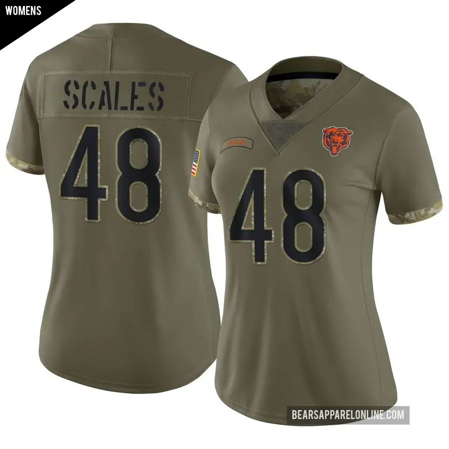 Women's Chicago Bears ＃48 Patrick Scales Olive Limited 2022 Salute To Service Jersey