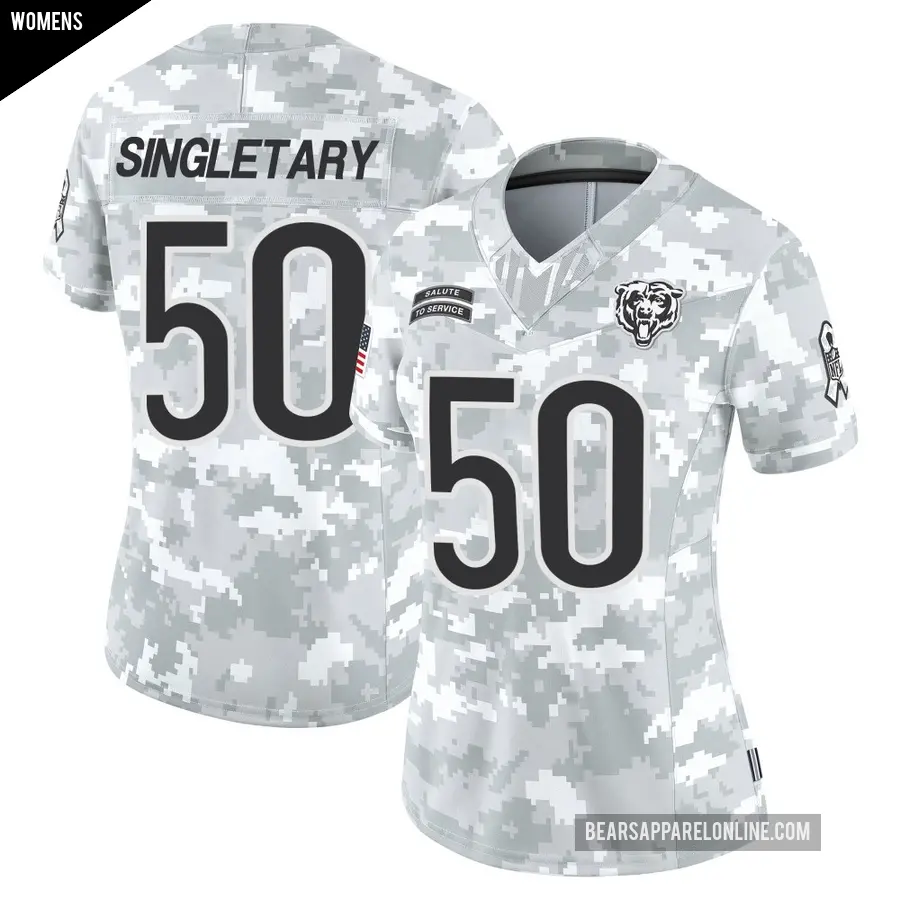 Women's Chicago Bears ＃50 Mike Singletary Arctic Camo Limited 2024 Salute to Service Jersey
