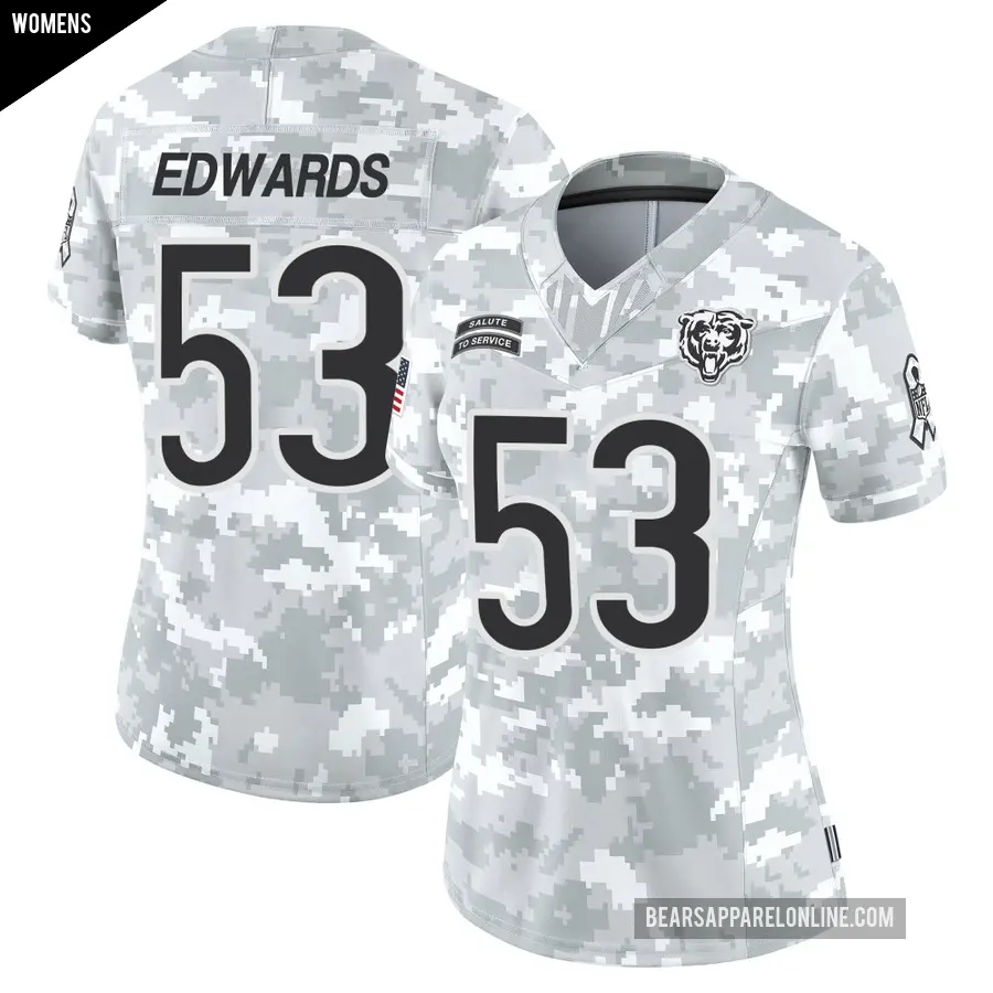 Women's Chicago Bears ＃53 T.J. Edwards Arctic Camo Limited 2024 Salute to Service Jersey