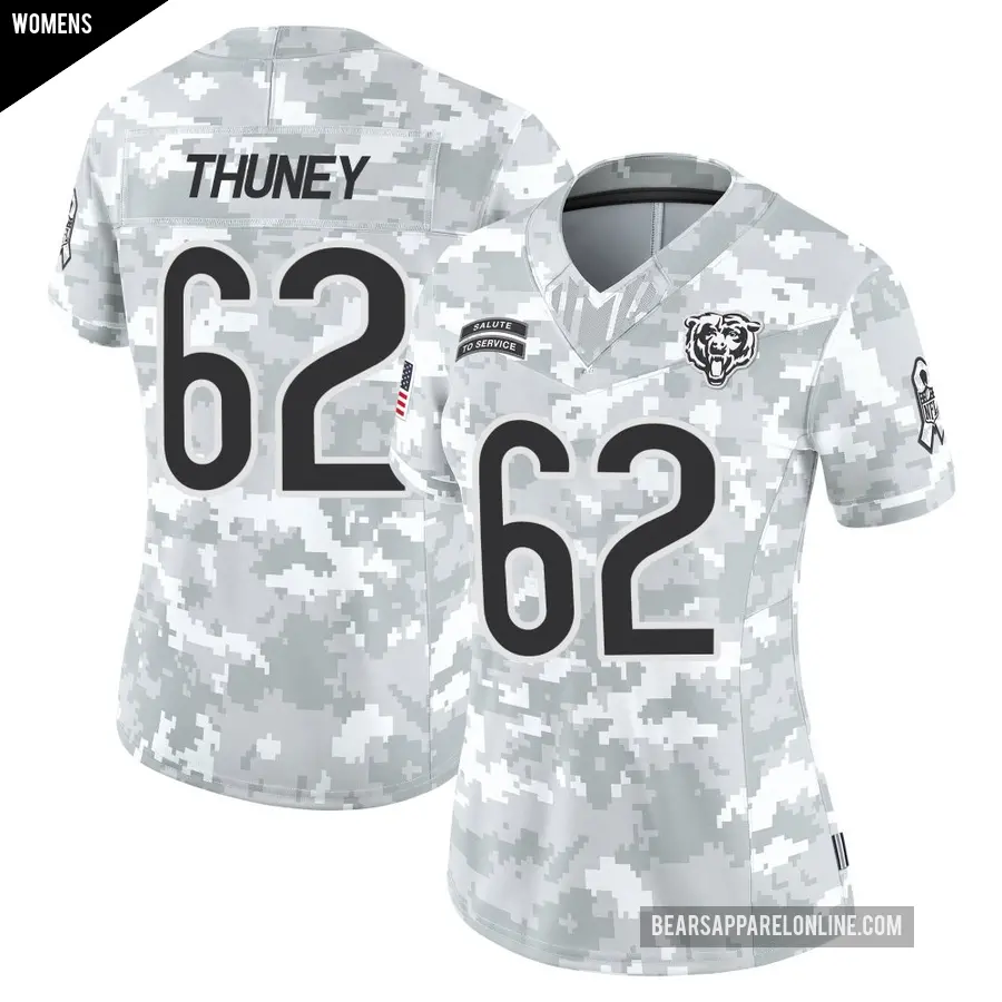 Women's Chicago Bears ＃62 Joe Thuney Arctic Camo Limited 2024 Salute to Service Jersey