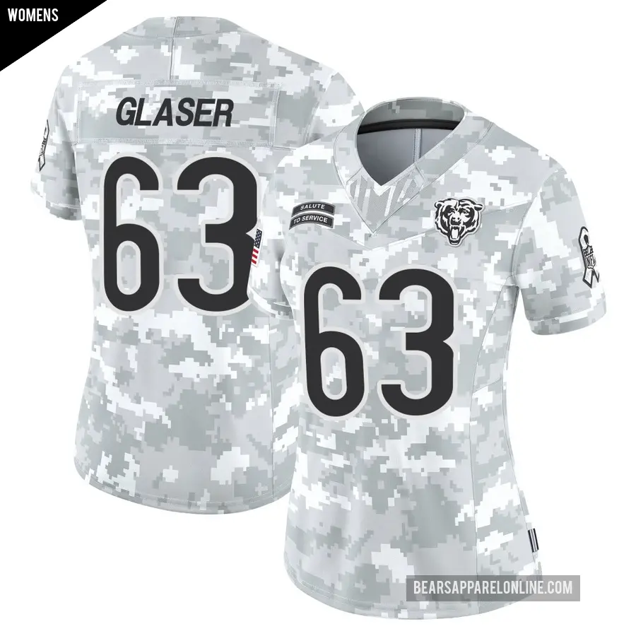 Women's Chicago Bears ＃63 Chris Glaser Arctic Camo Limited 2024 Salute to Service Jersey