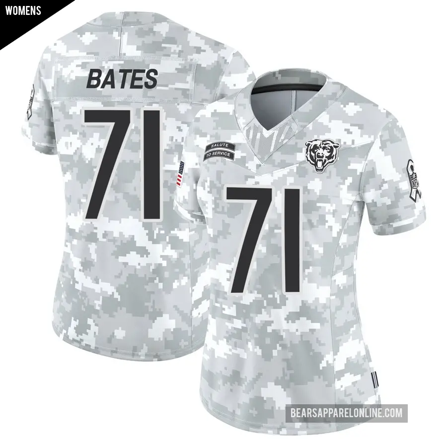 Women's Chicago Bears ＃71 Ryan Bates Arctic Camo Limited 2024 Salute to Service Jersey