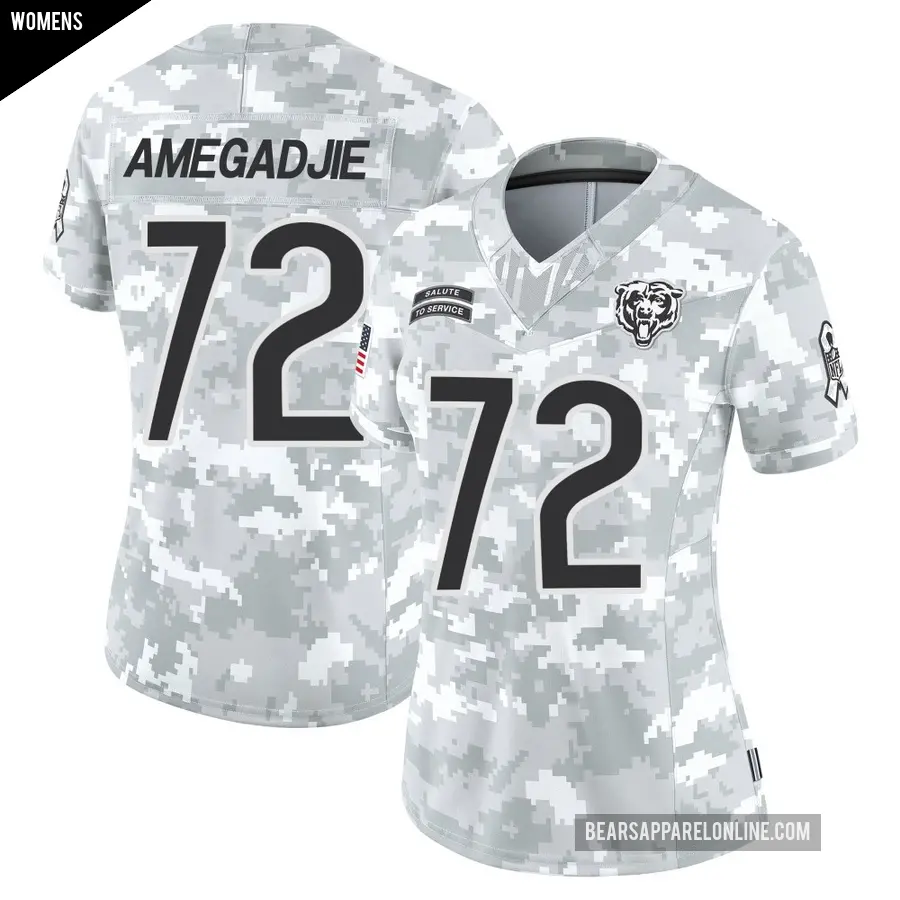Women's Chicago Bears ＃72 Kiran Amegadjie Arctic Camo Limited 2024 Salute to Service Jersey