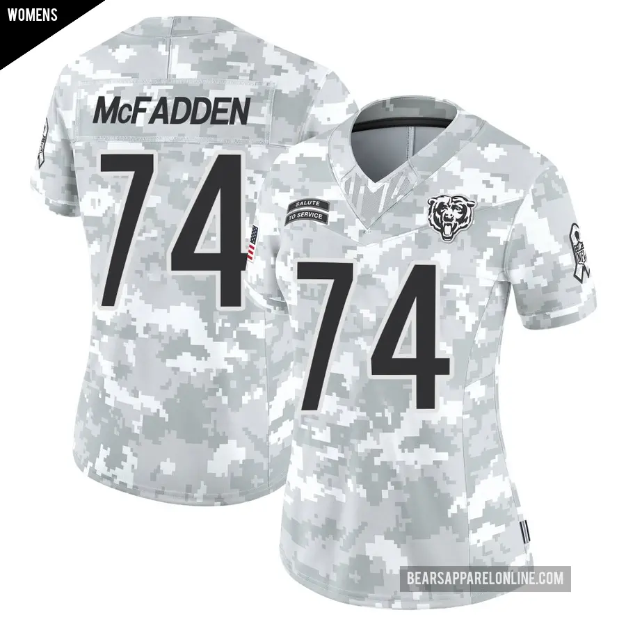 Women's Chicago Bears ＃74 Jordan McFadden Arctic Camo Limited 2024 Salute to Service Jersey