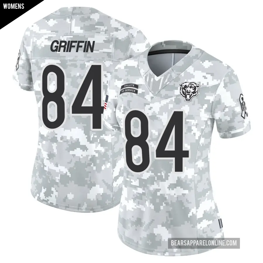 Women's Chicago Bears ＃84 Ryan Griffin Arctic Camo Limited 2024 Salute to Service Jersey