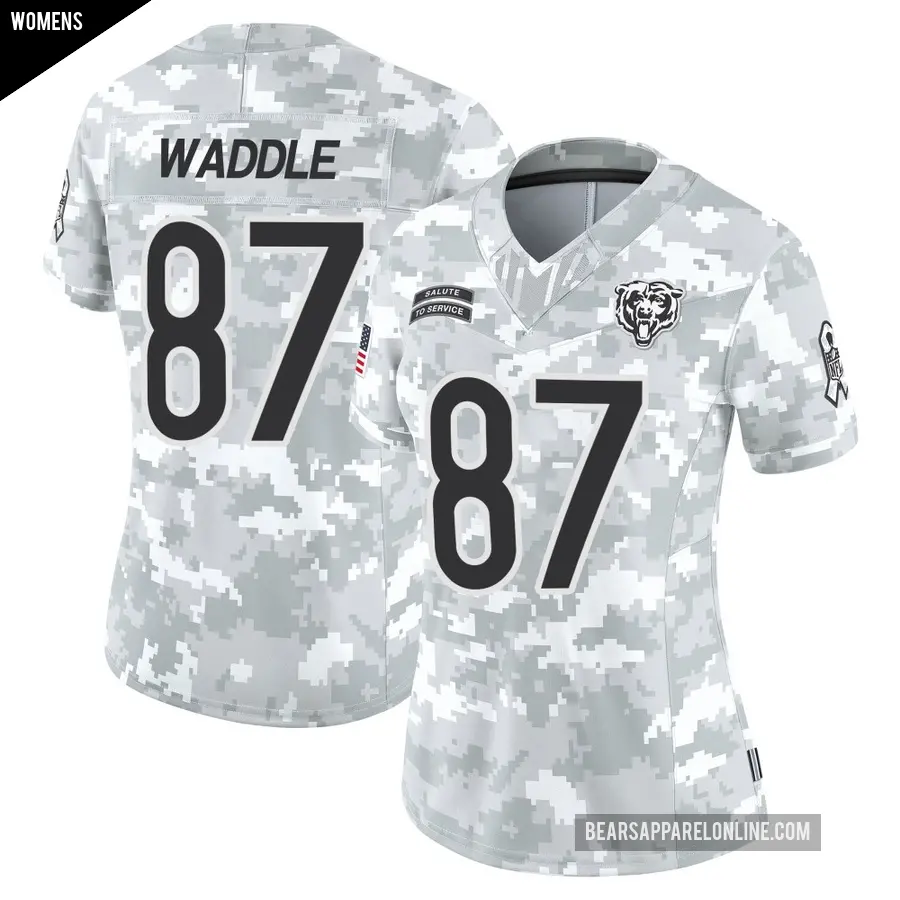 Women's Chicago Bears ＃87 Tom Waddle Arctic Camo Limited 2024 Salute to Service Jersey
