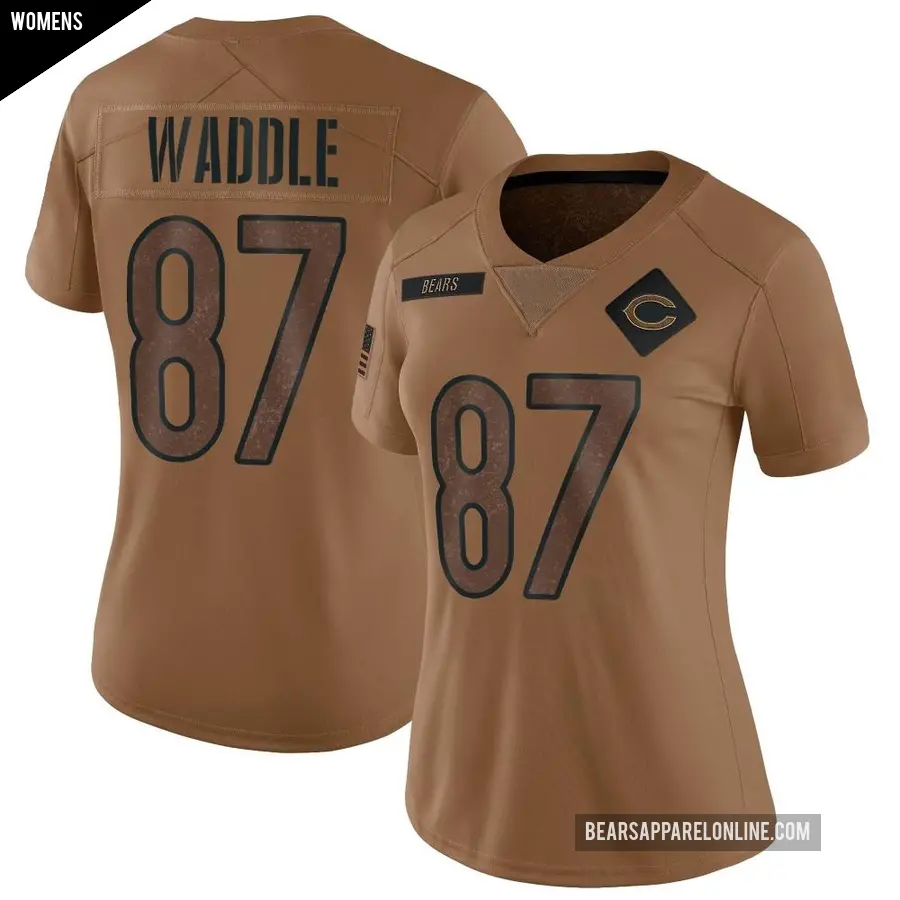 Women's Chicago Bears ＃87 Tom Waddle Brown Limited 2023 Salute To Service Jersey