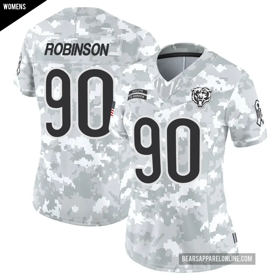 Women's Chicago Bears ＃90 Dominique Robinson Arctic Camo Limited 2024 Salute to Service Jersey