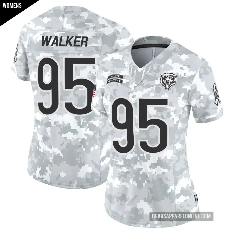Women's Chicago Bears ＃95 DeMarcus Walker Arctic Camo Limited 2024 Salute to Service Jersey