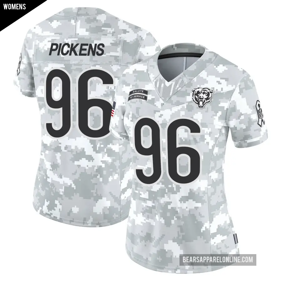 Women's Chicago Bears ＃96 Zacch Pickens Arctic Camo Limited 2024 Salute to Service Jersey