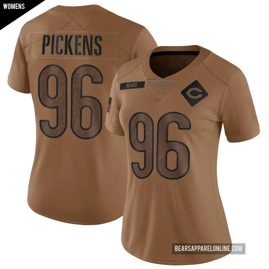 Women's Chicago Bears ＃96 Zacch Pickens Brown Limited 2023 Salute To Service Jersey