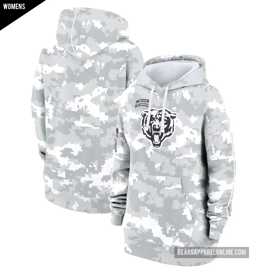 Women's Chicago Bears Arctic Camo 2024 Salute To Service Club Fleece Pullover Hoodie